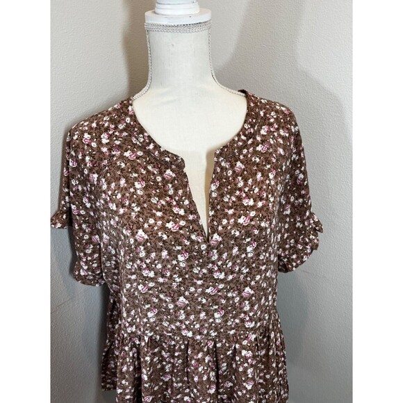 Cotton Bleu Women's Size L  Blouse Flower Ruffle Sleeves Pullover Polyester Top - Picture 3 of 8